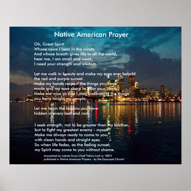 Native American Prayer Poster (Front)
