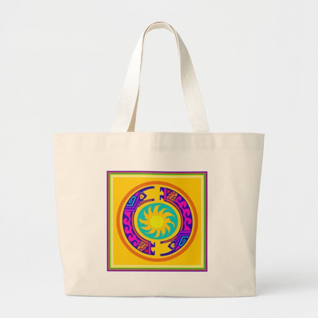 Native American Rainbow Spirits Large Tote Bag (Front)