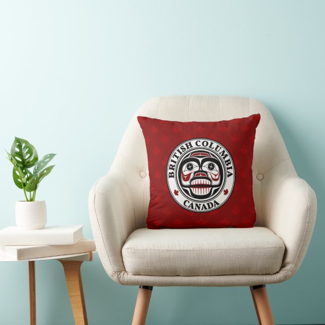 Native American Red Black Art Weeping Skull Cushion (Chair)