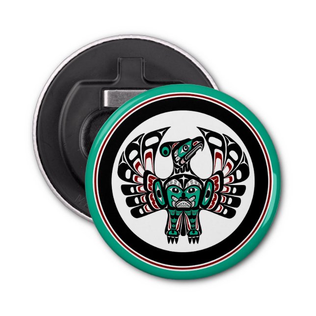 Native American Red Black Graphic Thunderbird Bottle Opener (Front)