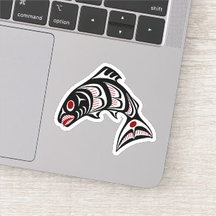 Native American Red Black Graphic Vector Salmon