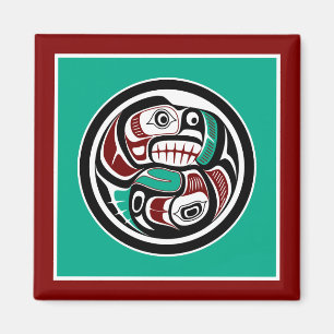 Native American Red Black Graphic Weeping skull Ma Magnet