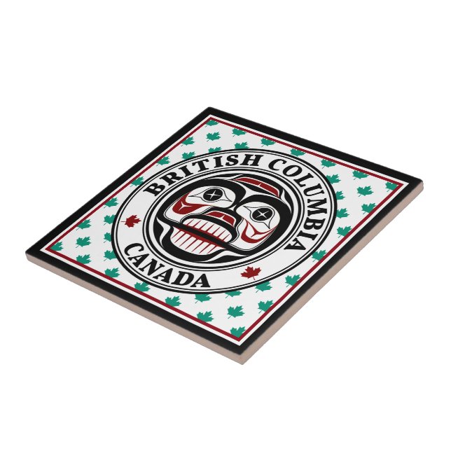 Native American Red Black Green Art Weeping Skull Tile (Side)