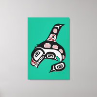 Native American Red Black Haida Art Killer Whale