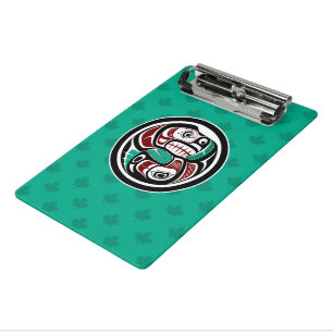 Native American Red Black Haida Art Otter Salmon Mini Clipboard