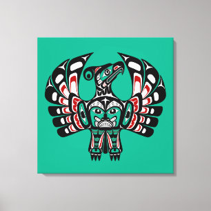 Native American Red Black Haida Art Thunderbird Canvas Print