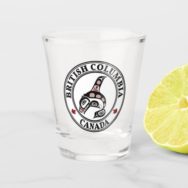 Native American Red Black Haida Orca Killer Whale Shot Glass (Front)