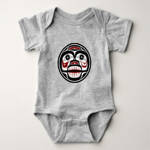 Native American Red Black Haida Weeping Skull Baby Bodysuit