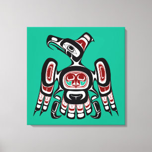 Native American Red Black Kaigani Thunderbird Canvas Print