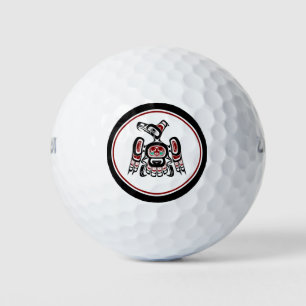 Native American Red Black Kaigani Thunderbird Golf Balls