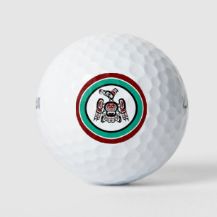 Native American Red Black Kaigani Thunderbird Golf Balls