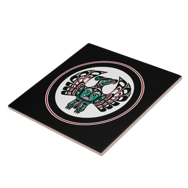 Native American Red Black Vector Art Thunderbird Tile (Side)