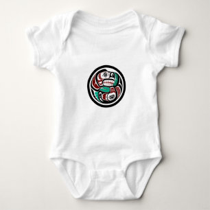 Native American Red Black White Haida Otter Salmon Baby Bodysuit