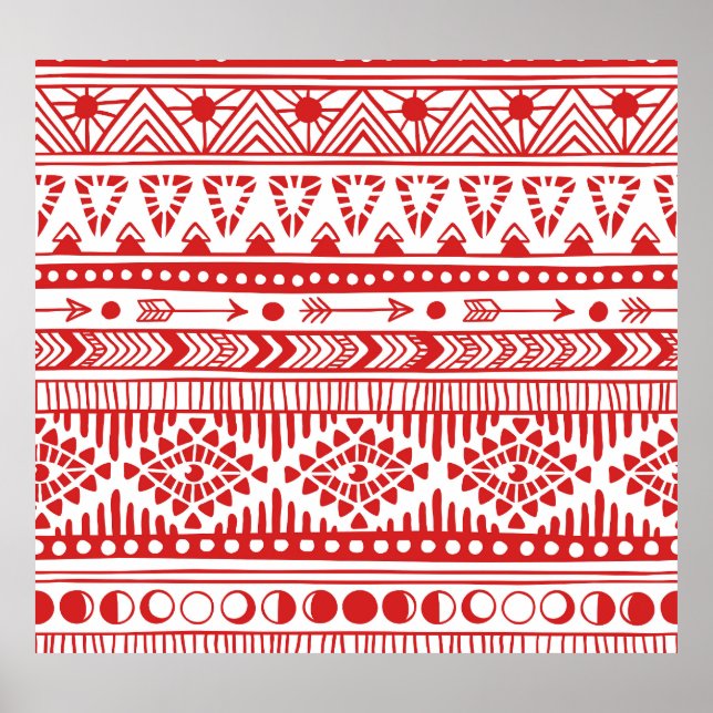 Native American: Red Ink Doodle. Poster (Front)