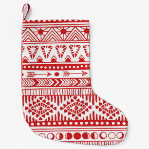 Native American: Red Ink Doodle. Small Christmas Stocking