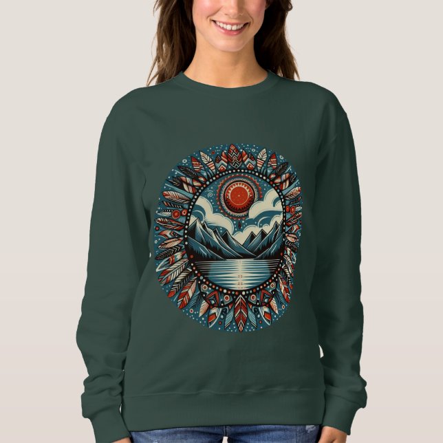 Native American Red Sun Sweatshirt (Front)