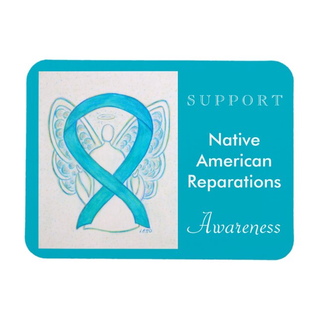 Native American Reparations Angel Ribbon Magnet (Horizontal)