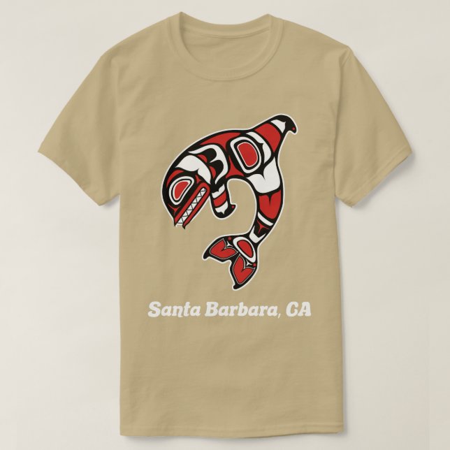 Native American Santa Barbara CA Tribal Orca Kille T-Shirt (Design Front)