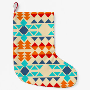 Native american seamless pattern of rhombus and tr small christmas stocking