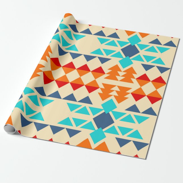Native american seamless pattern of rhombus and tr wrapping paper (Unrolled)