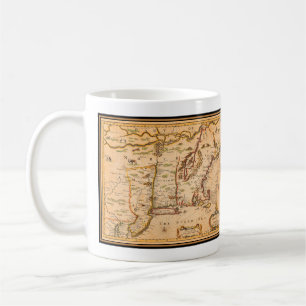 Native American Settlements 1600s New England Map  Coffee Mug