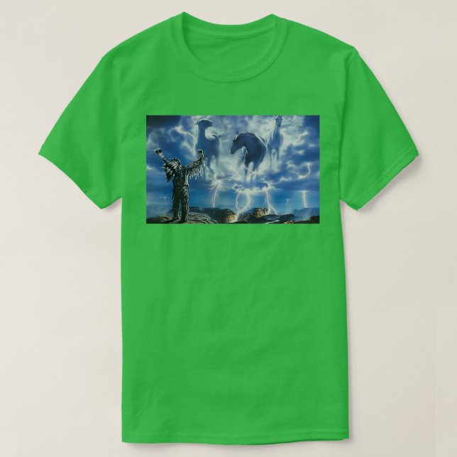 Native American Shaman Calling Thunder  T-Shirt (Design Front)