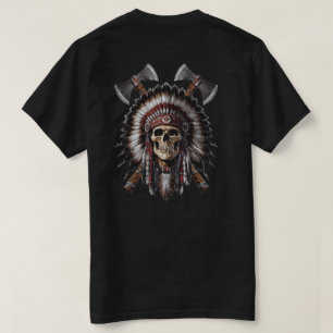 Native American Skull Chief Crossed Axes T-Shirt