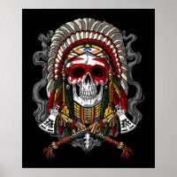 Native American Skull Indian Chief Headdress