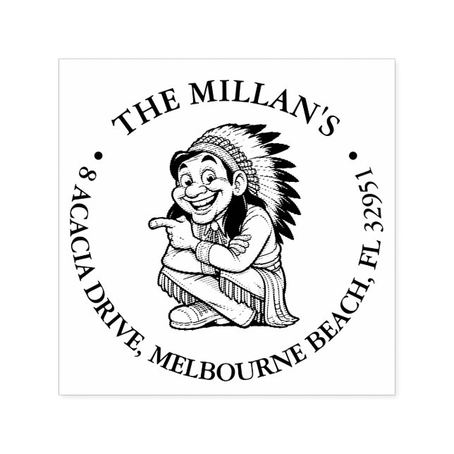 Native American smiling theme self-inking stamp (Design)