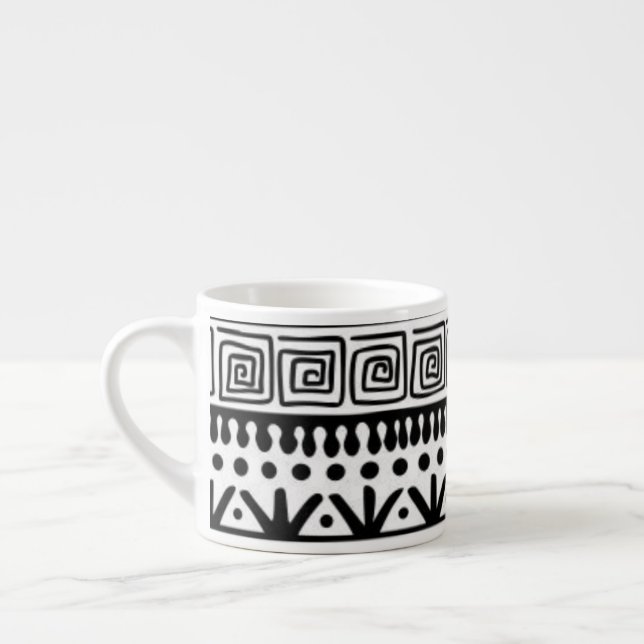 Native American Southwest Black White Modern Boho Espresso Cup (Left)