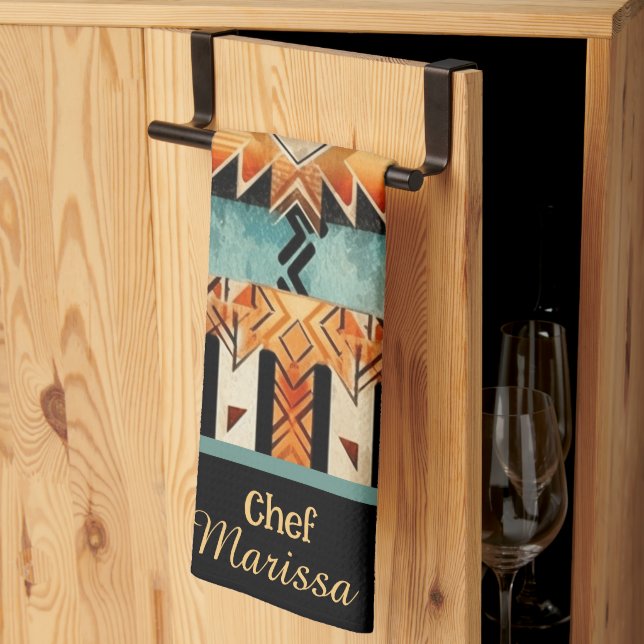Native American Southwest Design Personalised Tea Towel (Thirds Fold)