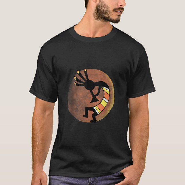 Native American Southwestern Kokopelli Dancing Moo T-Shirt (Front)