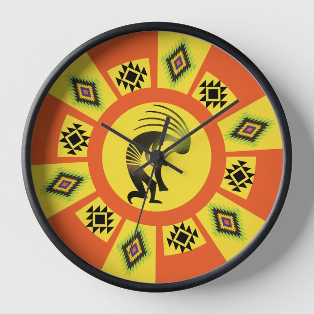 Native American Southwestern Sun Kokopelli  Clock (Front)