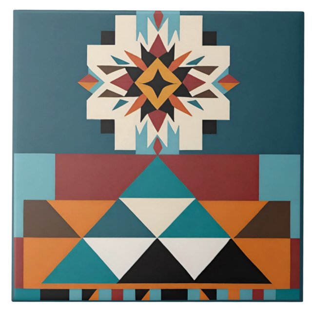Native American Southwestern Tribal Design Tile (Front)