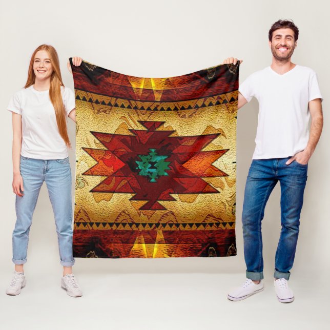 Native American Southwestern Tribal Fleece Blanket (In Situ)