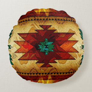 Native American Southwestern Tribal Round Cushion