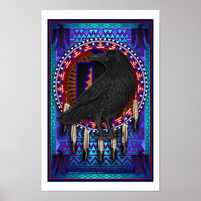 Native American Spirit Animal Crow design art Poster (Front)