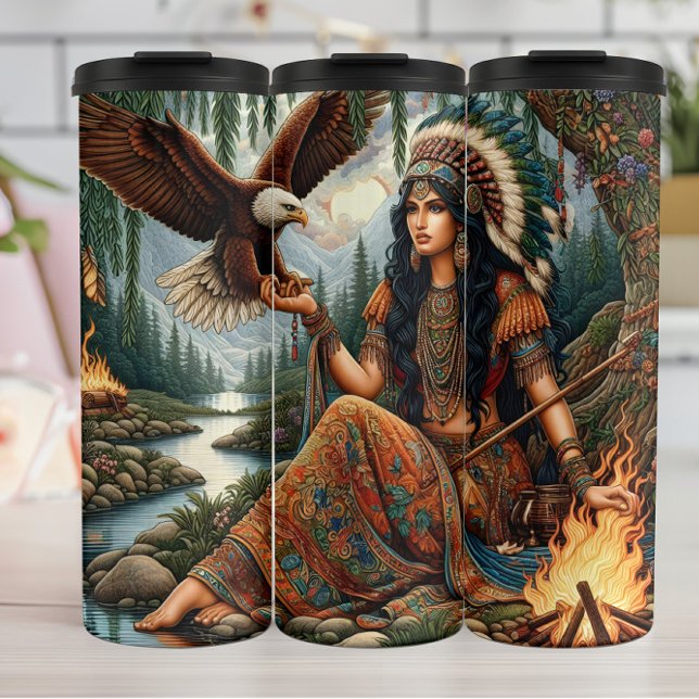 Native American Spirit, Eagle, Forest Majesty. Thermal Tumbler (Creator Uploaded)