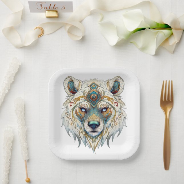 Native American Spiritual Wolf Paper Plate (Wedding)