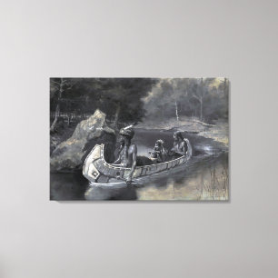 Native American: Story of Hiawatha Warrior & Bride Canvas Print