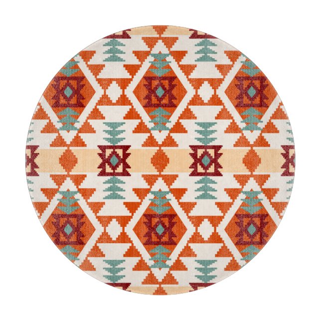 Native American Style Geometric Seamless Cutting Board (Front)