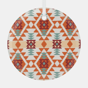 Native American Style Geometric Seamless Glass Tree Decoration