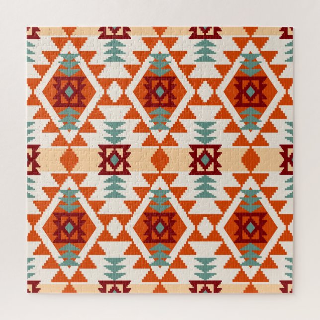 Native American Style Geometric Seamless Jigsaw Puzzle (Vertical)