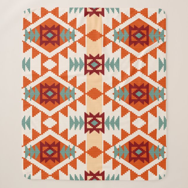 Native American Style Geometric Seamless Sherpa Blanket (Front)
