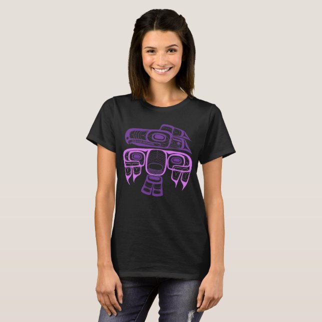 Native American Style Tlingit thunderbird purple T-Shirt (Front Full)