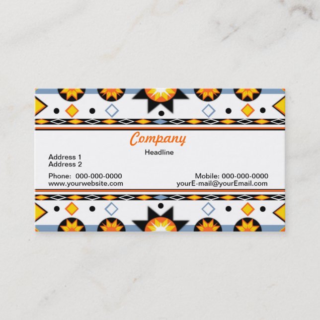 Native American Sun Pattern Business Card (Front)