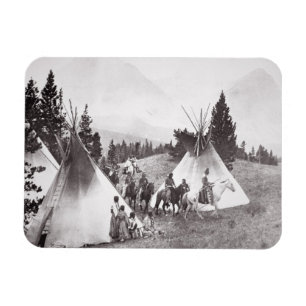 Native American Teepee Camp, Montana, c.1900 (b/w Magnet