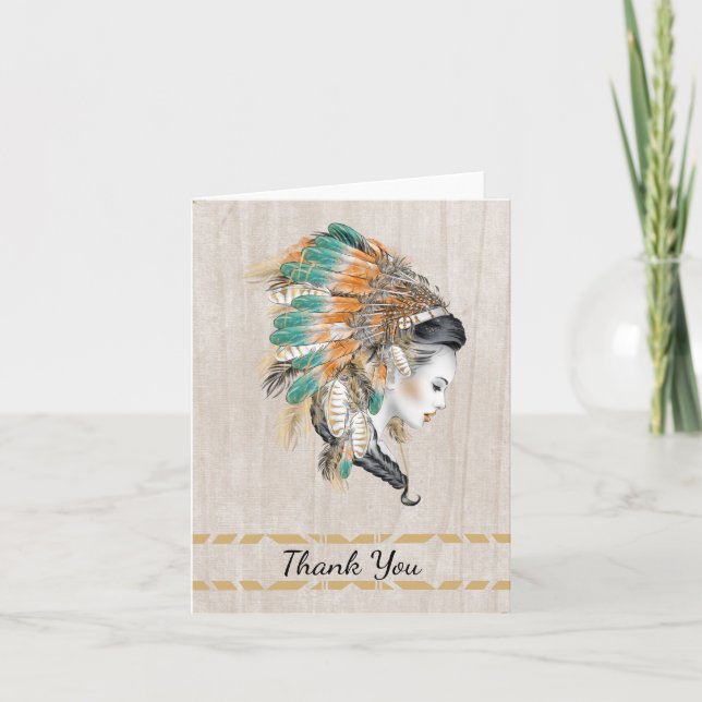 Native American Thank You with Indian Princess Card (Front)