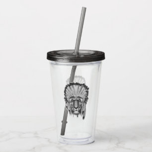 Native American Tiger Chief Acrylic Tumbler