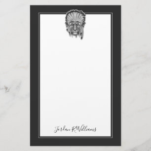 Native American Tiger Chief   Add Your Name Stationery